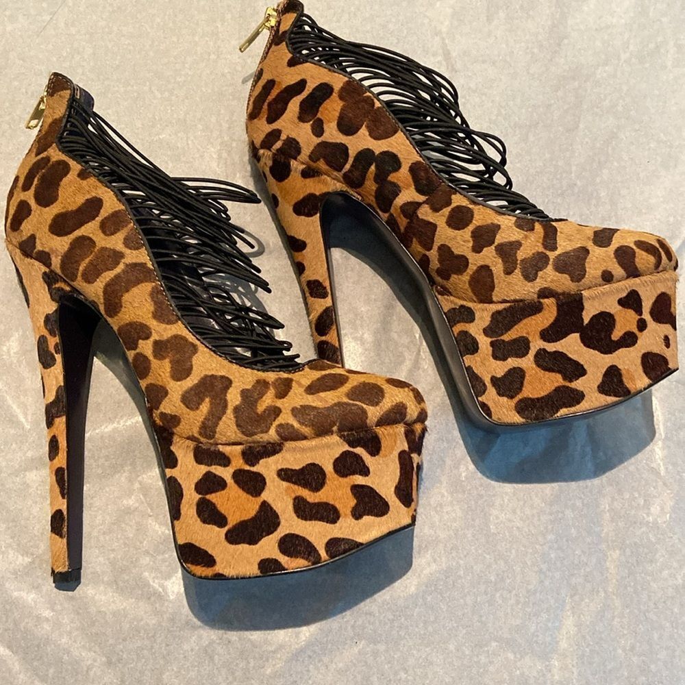 London Trash Leopard Print Platform Heels size 8